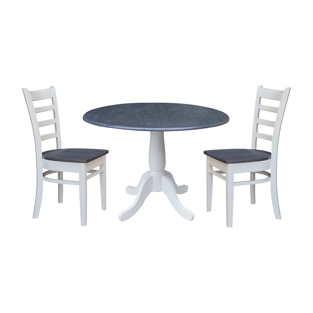 42" Round Top Dual Drop Leaf Pedestal Table with 2 Dining Chairs. Picture 1