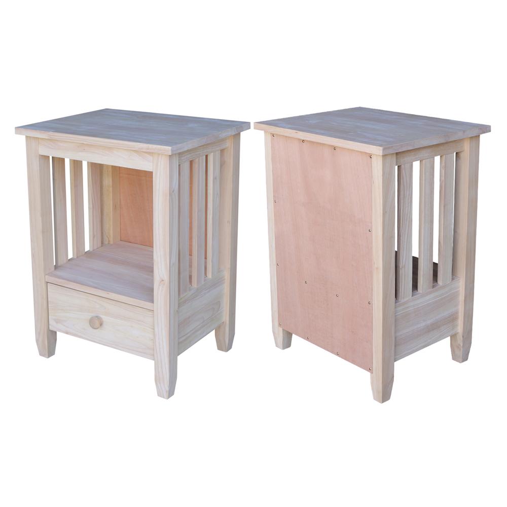 Mission Tall End Table Includes Drawer , Unfinished. Picture 9