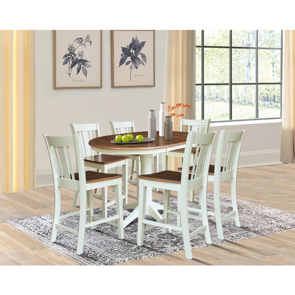 36" Round Extension Table with 6 Counter Height Stools. Picture 4