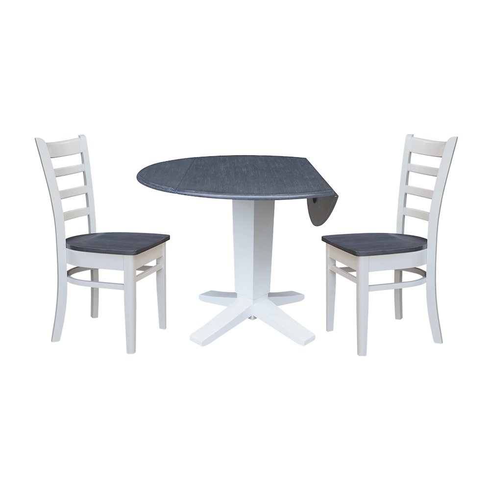 42" Round Drop Leaf Table with Two Dining Chairs. Picture 3