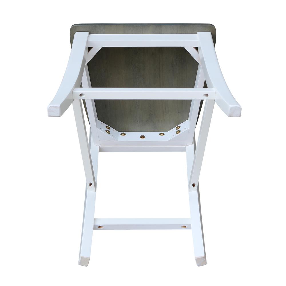 Roma Counter height Stool - 24" Seat Height, White/Heather gray. Picture 3