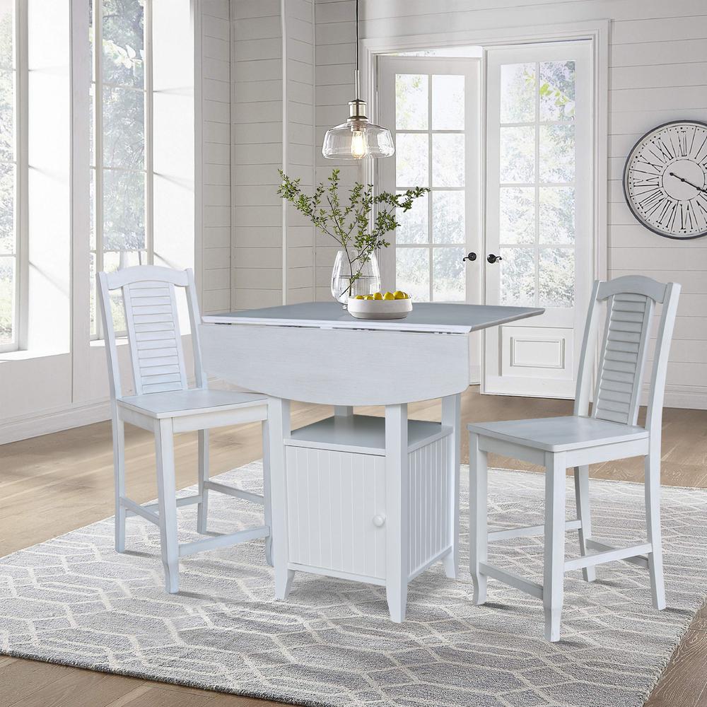 Dual Drop Leaf Bistro Table Counter Height With Storage, 2 Counter Height Stools. Picture 6