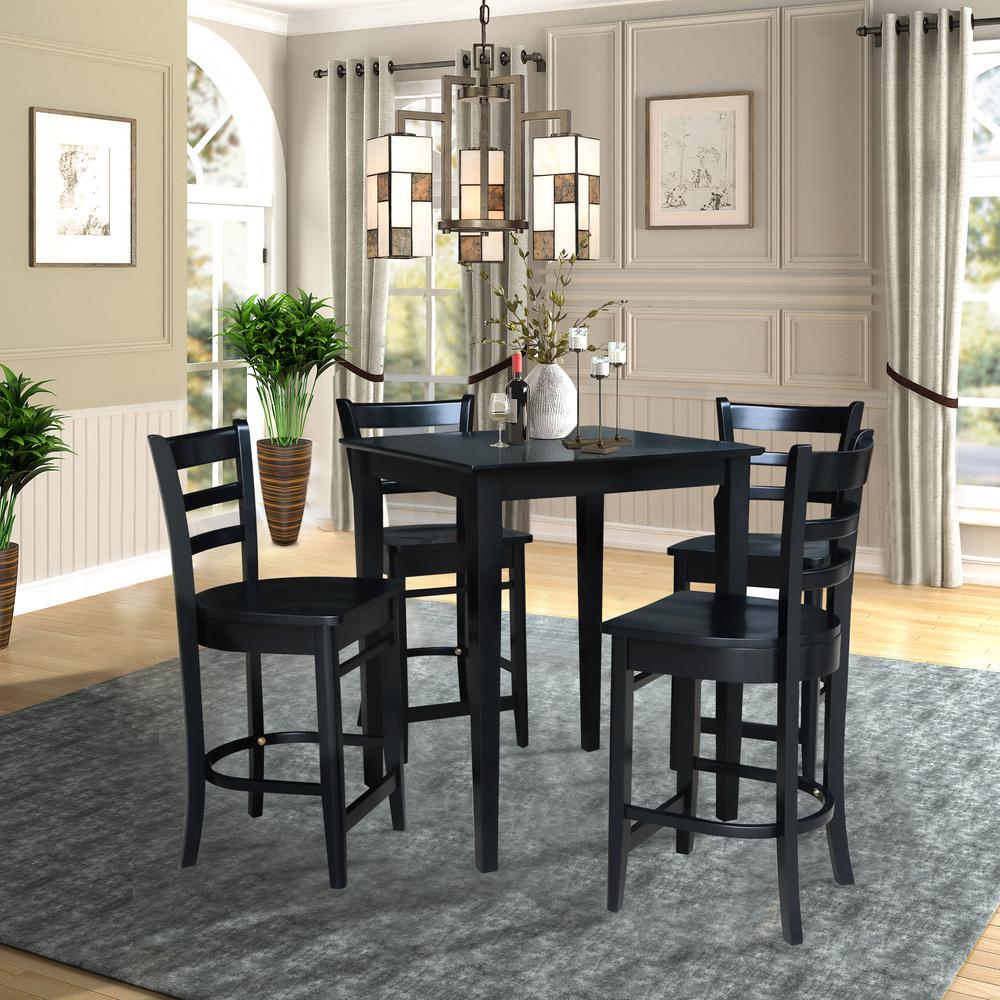 30" x 30" Gathering Height Table with 4 Emily Counter Height Stools. Picture 1