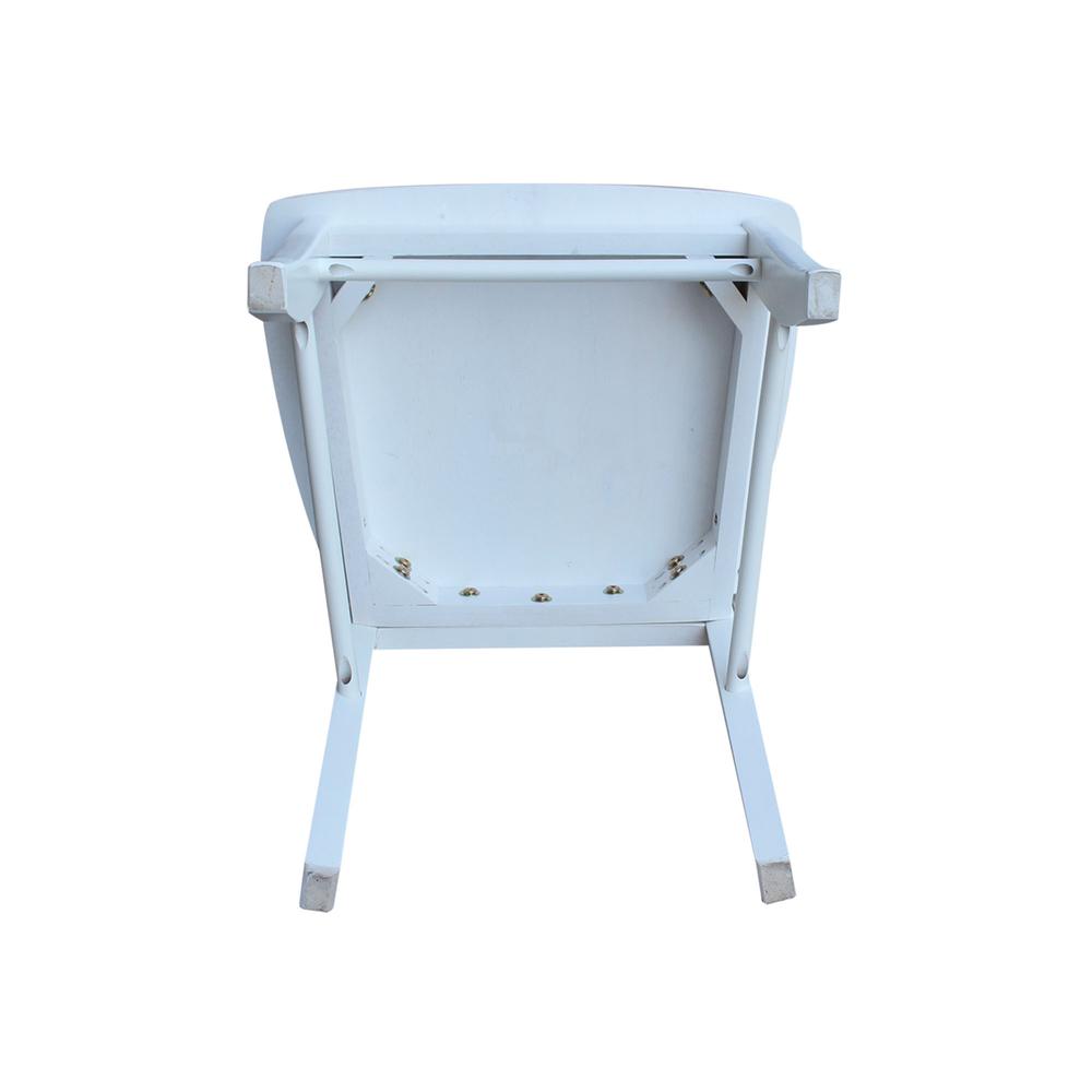 Set of Two X-Back Chairs with Solid Wood Seats , White. Picture 3