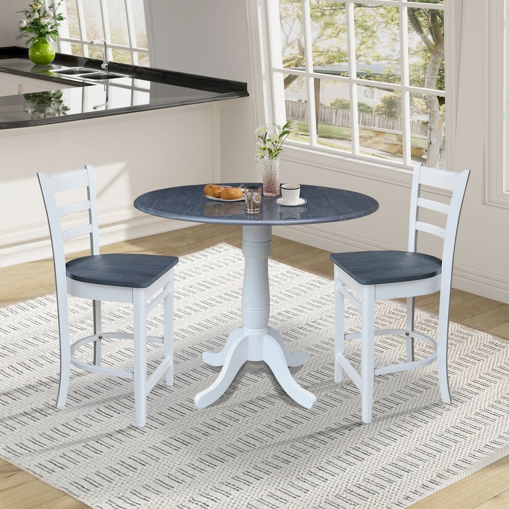 42" Round Pedestal Table with Two Counter Height Stools. Picture 4