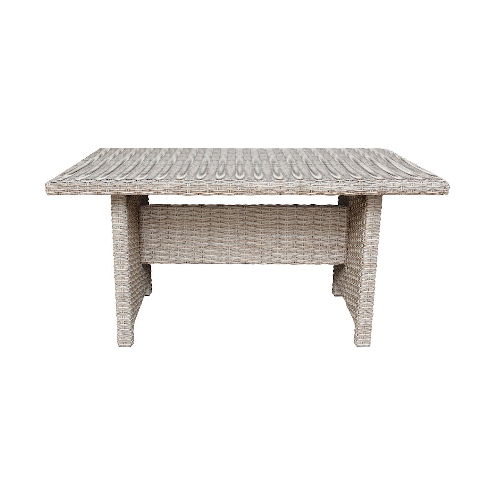 Outdoor 5 Piece Wicker Patio Furniture Set with a Table and 4 Stools, Natural. Picture 4