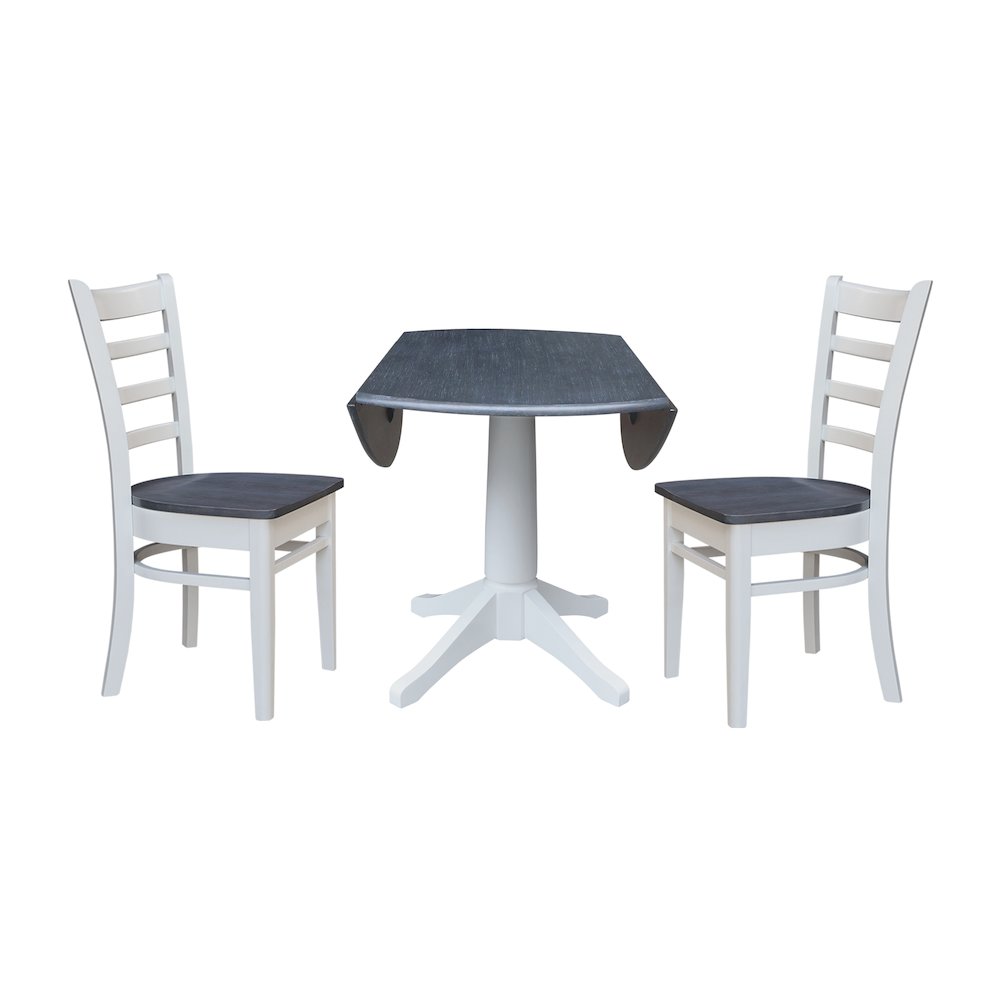 42" Round Top Dual Drop Leaf Pedestal Table with 2 Dining Chairs. Picture 1