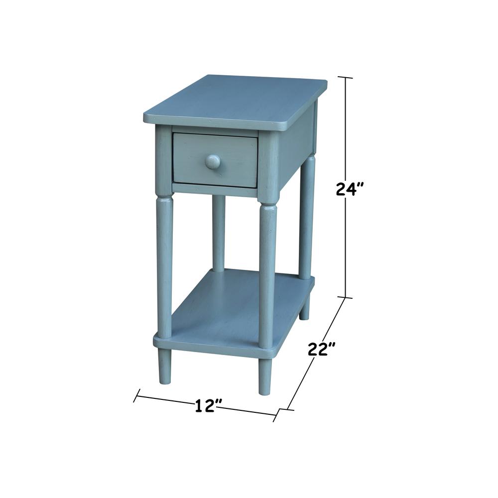 Solid Wood Narrow Side Table in Antique Rubbed Ocean Blue. Picture 6