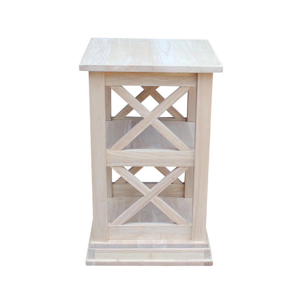 Hampton Accent Table Includes Shelves, Unfinished. Picture 5