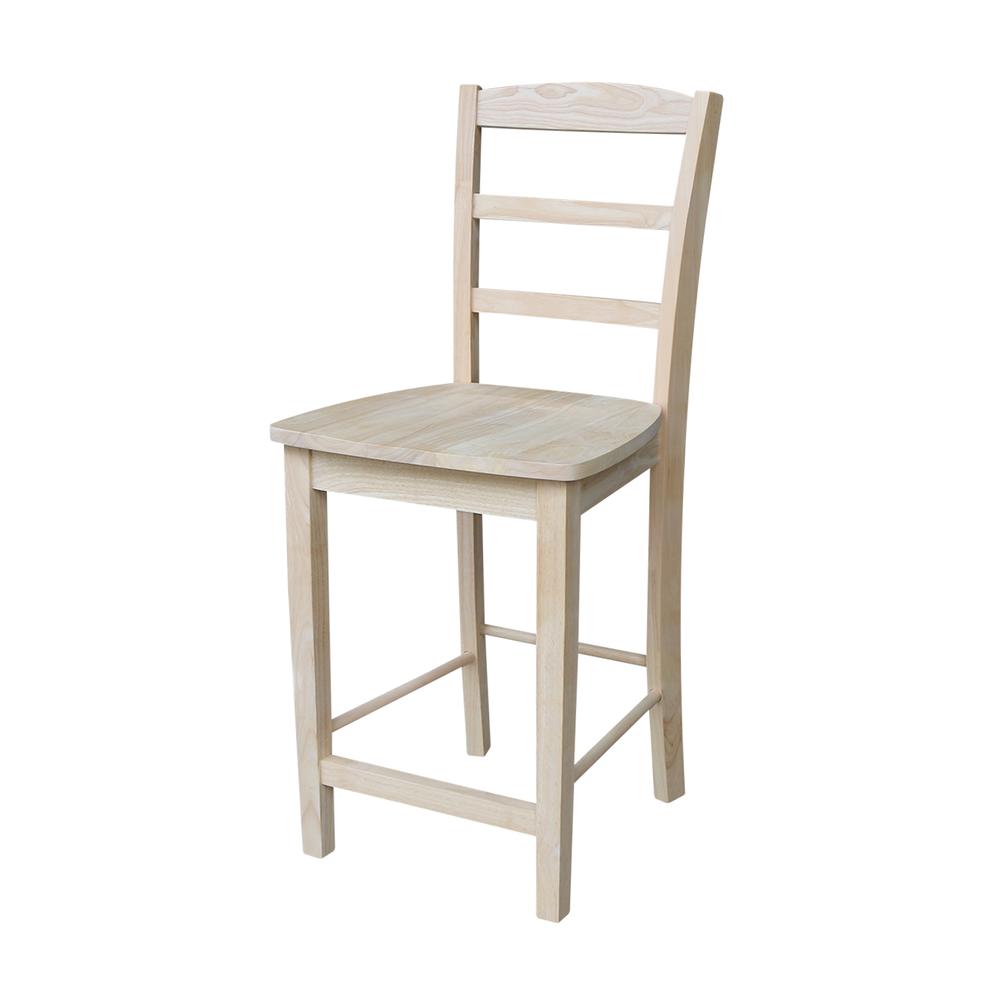 Madrid Counter height Stool - 24" Seat Height, Unfinished. Picture 1