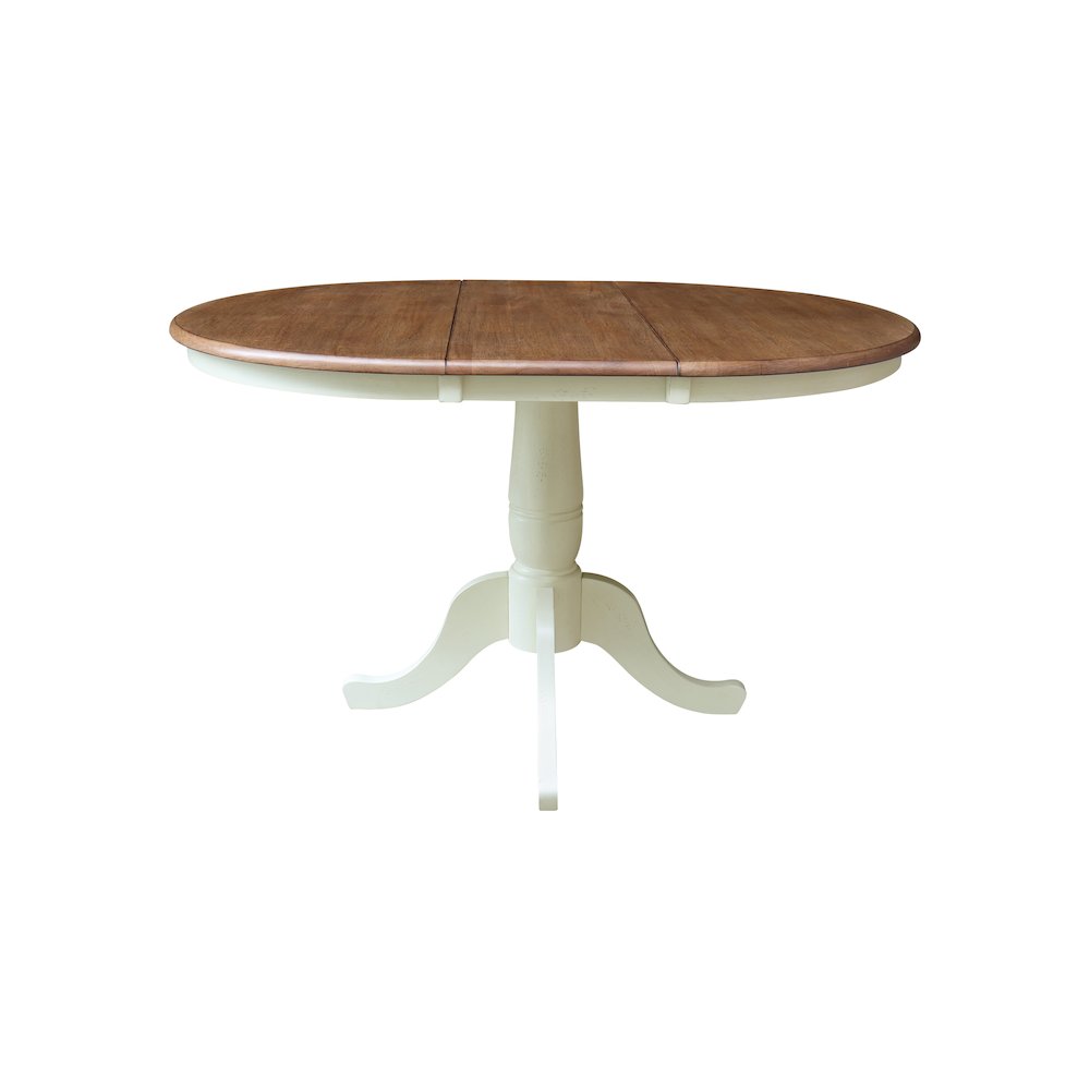 36" Round Top Pedestal Table With 12" Leaf - 28.9"H - Dining Height. Picture 2