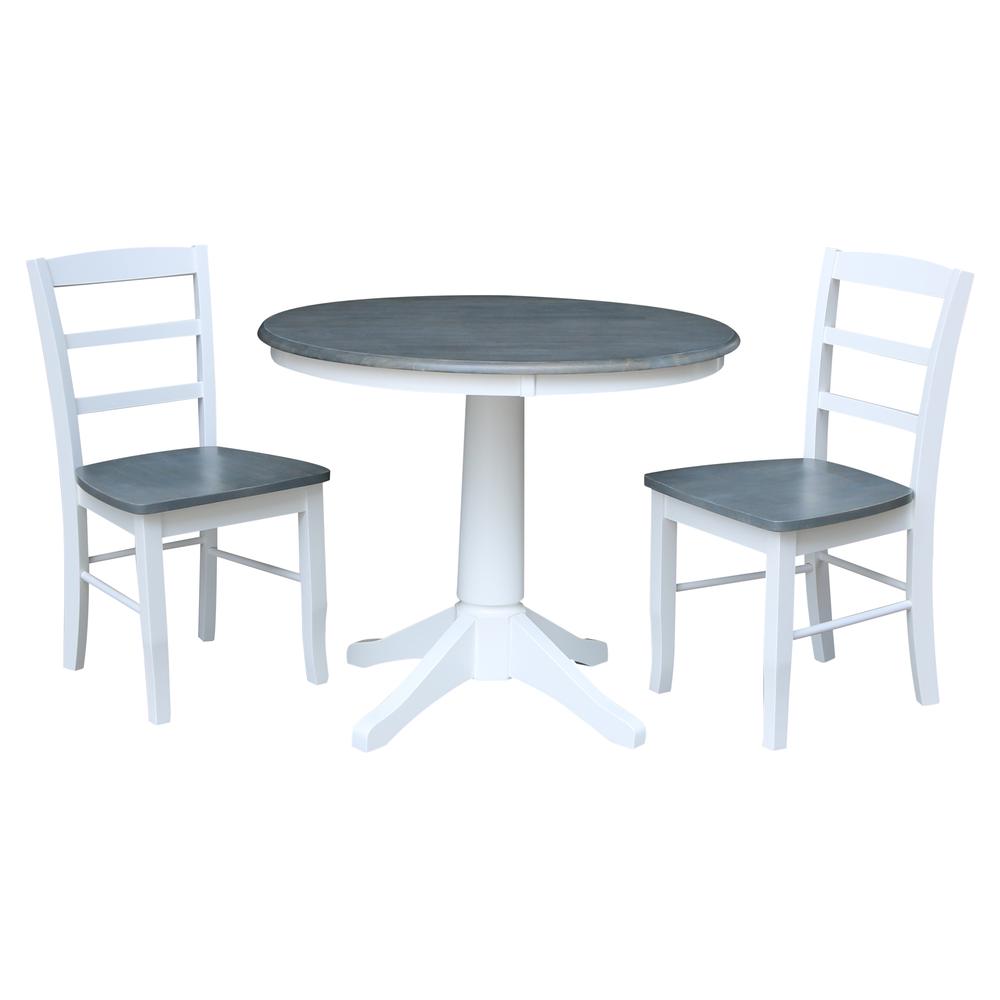 36" Round Pedestal Dining Table with 2 Madrid Ladderback Chairs. Picture 2