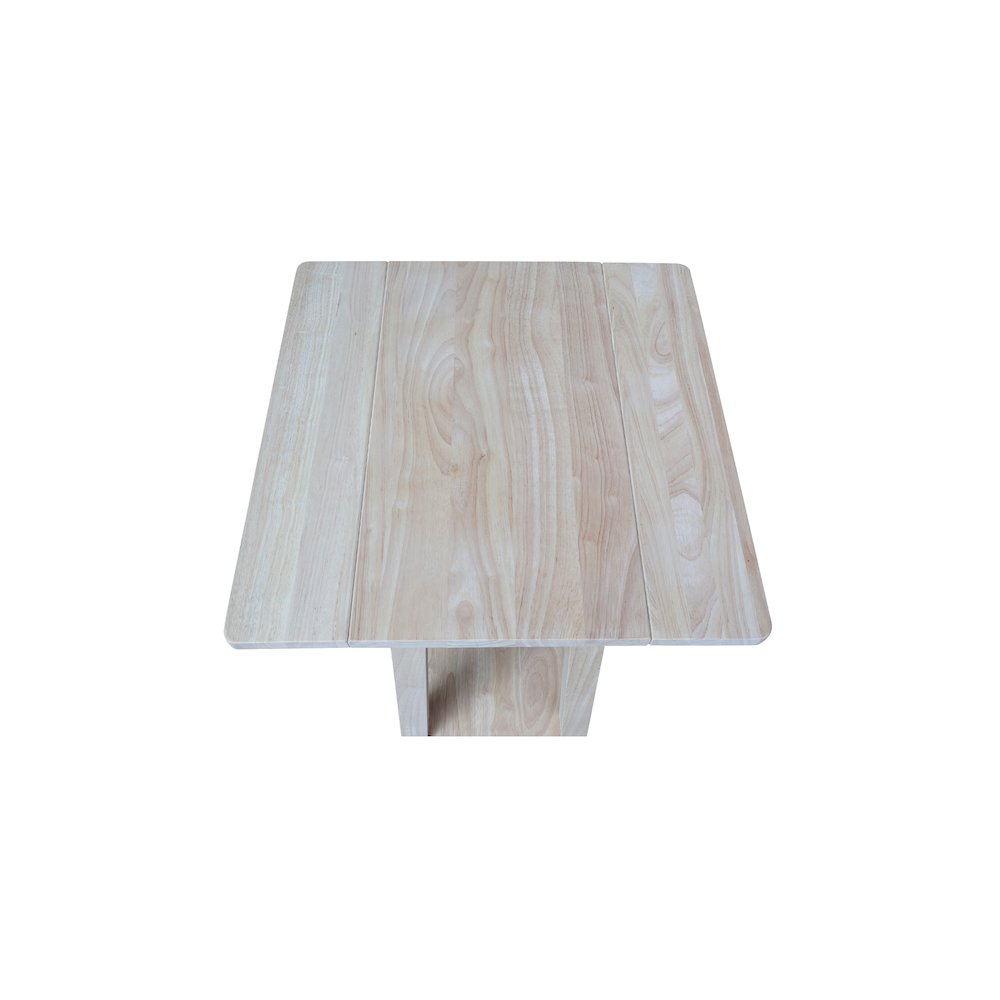 Solid Wood Square Drop Leaf Side Table, Unfinished. Picture 7
