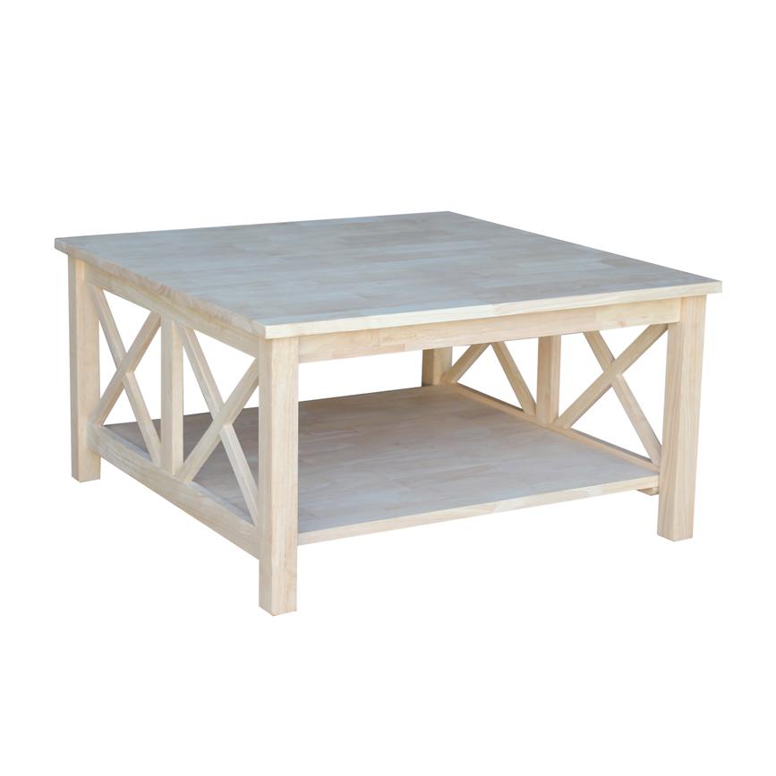 Hampton Square Coffee Table, Unfinished. Picture 1