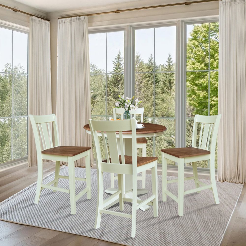 36" Round Extension Table with 4 Counter Height Stools. Picture 4
