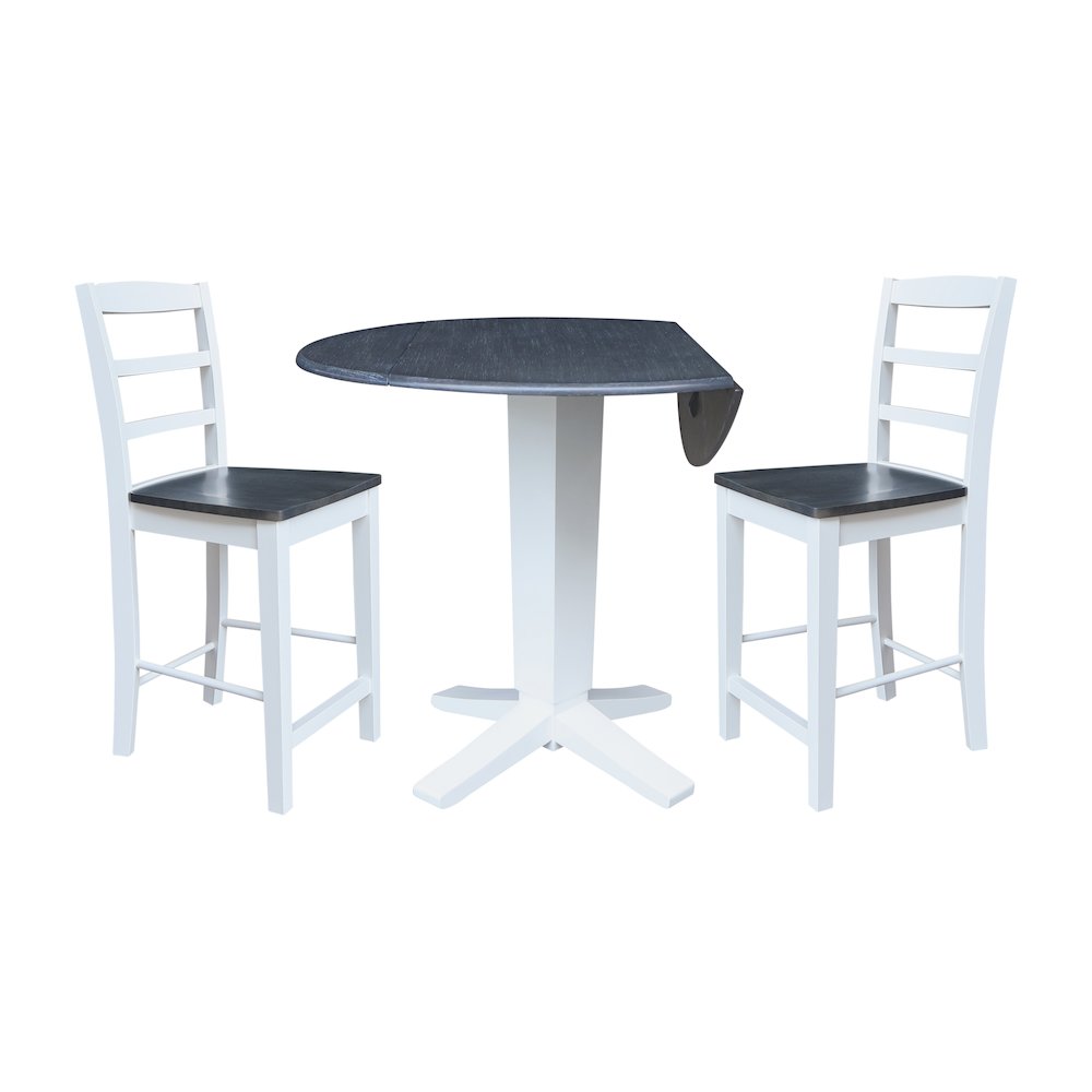 42" Round Drop Leaf Table with Two Stools. Picture 3