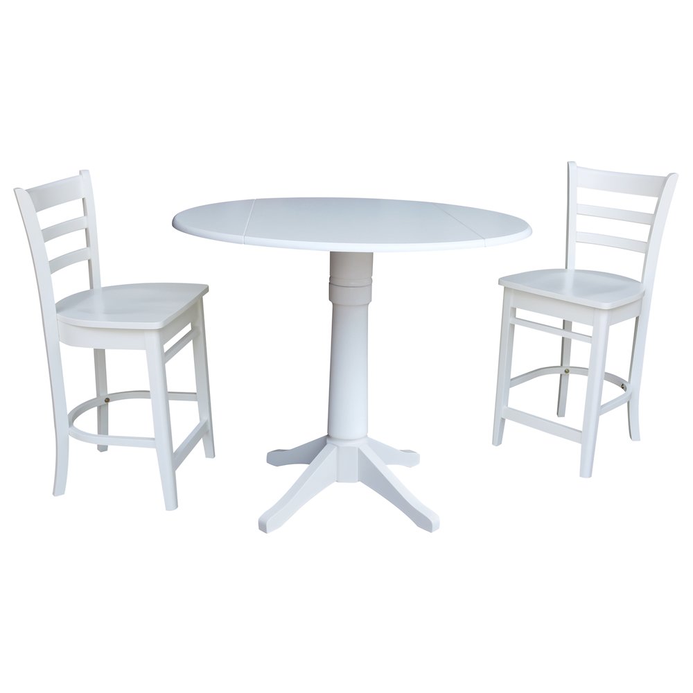 42"Round Pedestal Gathering Height Table with Two Counter Height Stools,Espresso. Picture 1