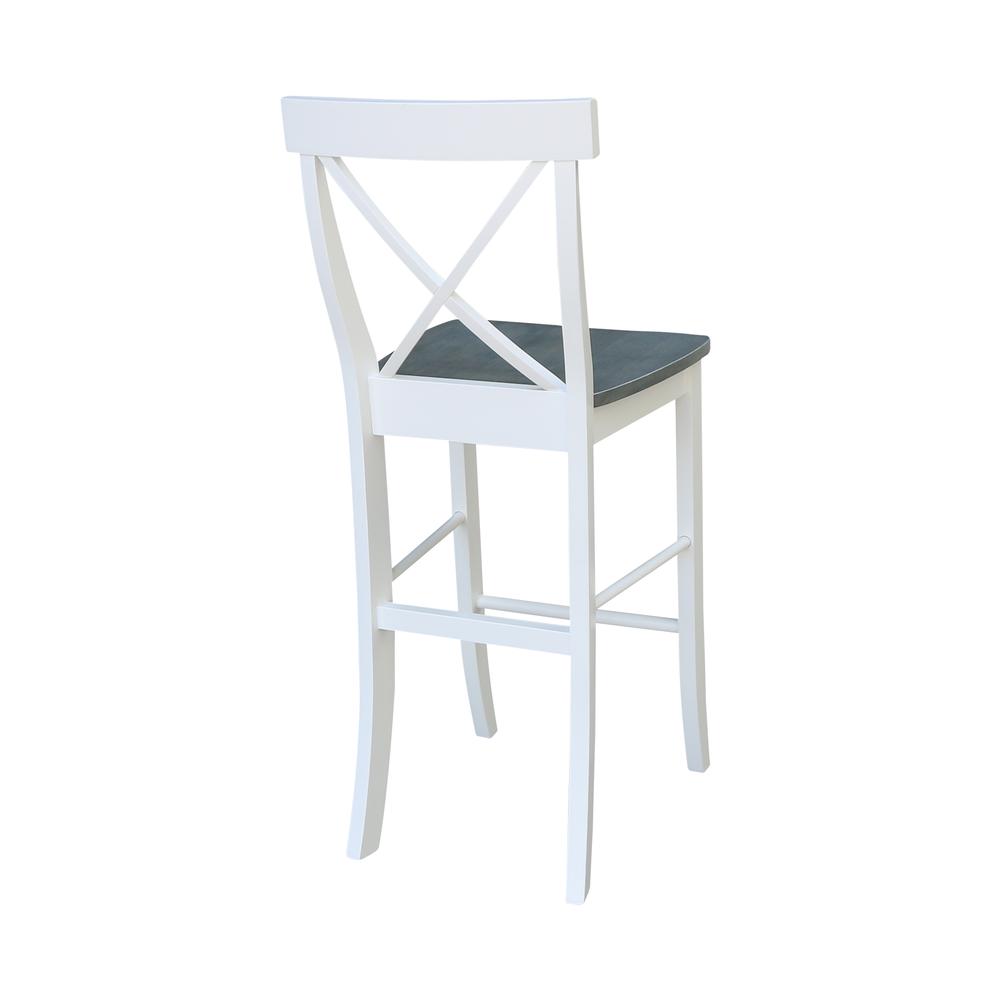 X-back Barheight Stool - 30" Seat Height, White/Heather Gray. Picture 9