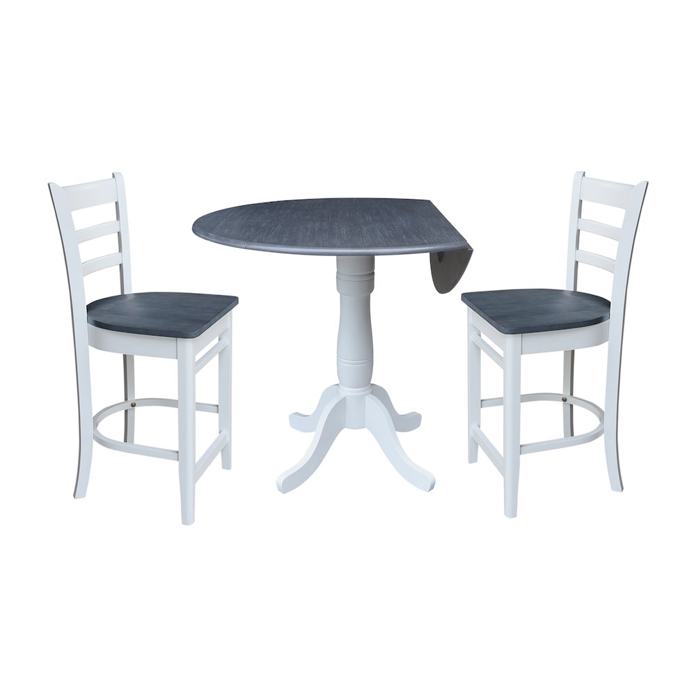 42" Round Pedestal Table with Two Counter Height Stools. Picture 2