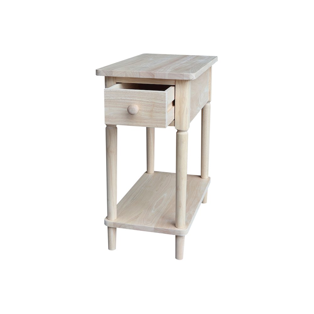 Solid Wood Narrow Side Table, Unfinished. Picture 2
