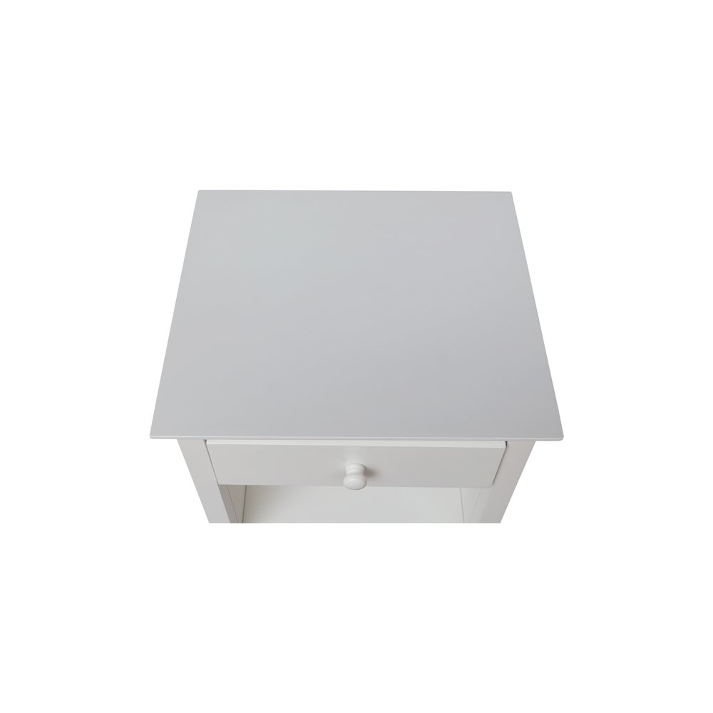 Solid Wood Nightstand with 1 Drawer, White. Picture 6