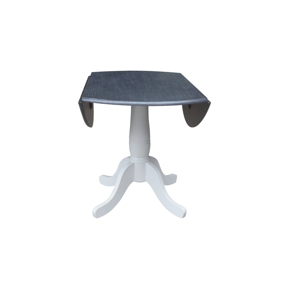 42" Round Dual Drop Leaf Pedestal Dining Table, 29.5" High. Picture 7