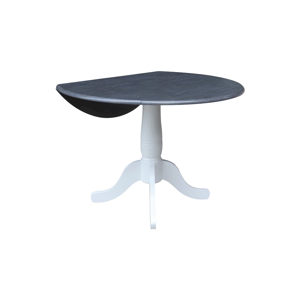 42" Round Dual Drop Leaf Pedestal Dining Table, 29.5" High. Picture 3