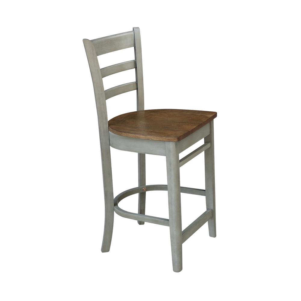 Emily Counterheight Stool - 24" Seat Height, Hickory/Stone. Picture 4
