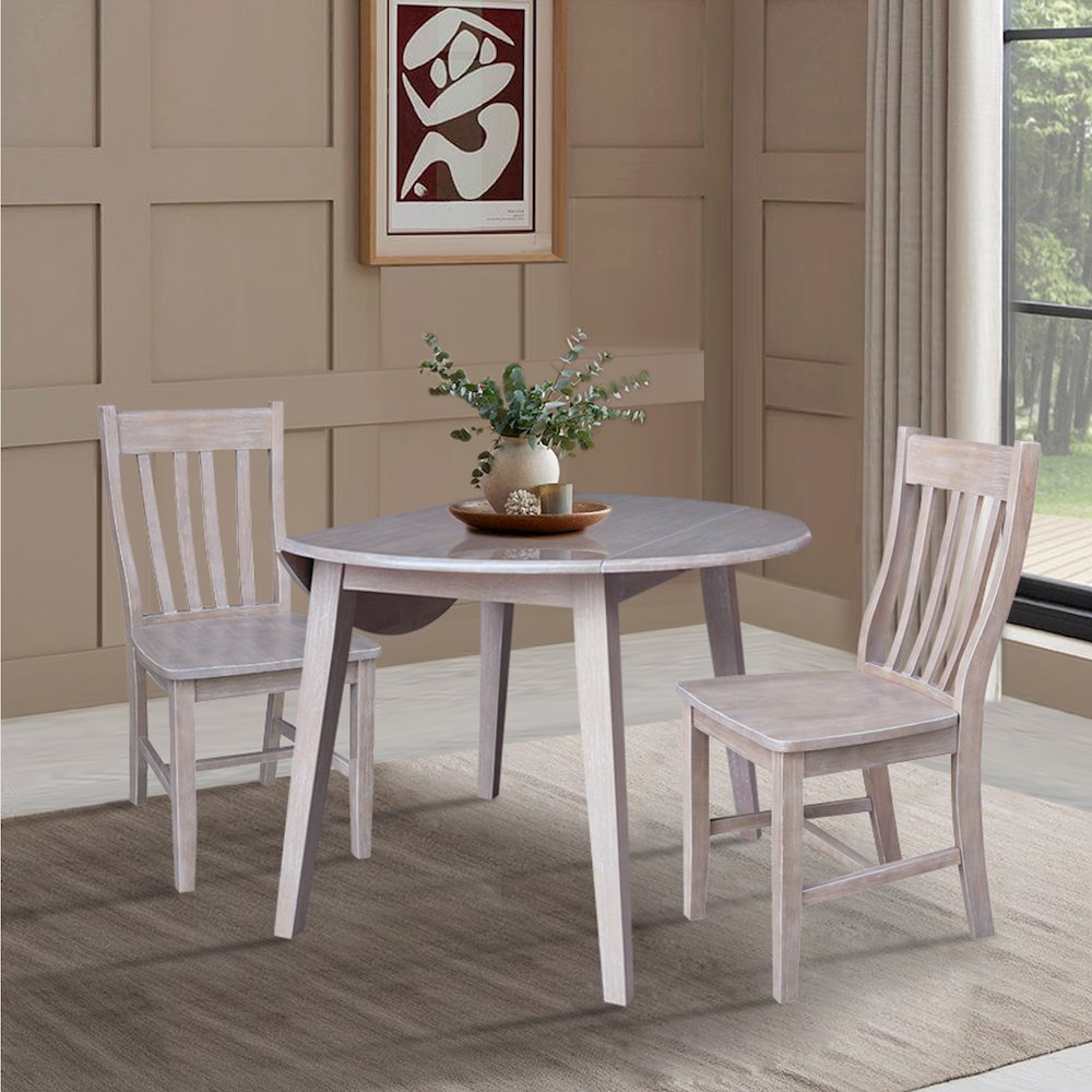 42" Round Dual Drop Leaf Dining Table with 2 Chairs. Picture 4