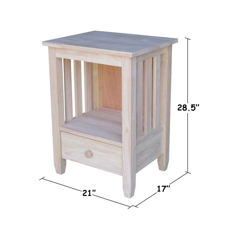 Mission Tall End Table Includes Drawer , Unfinished. Picture 10