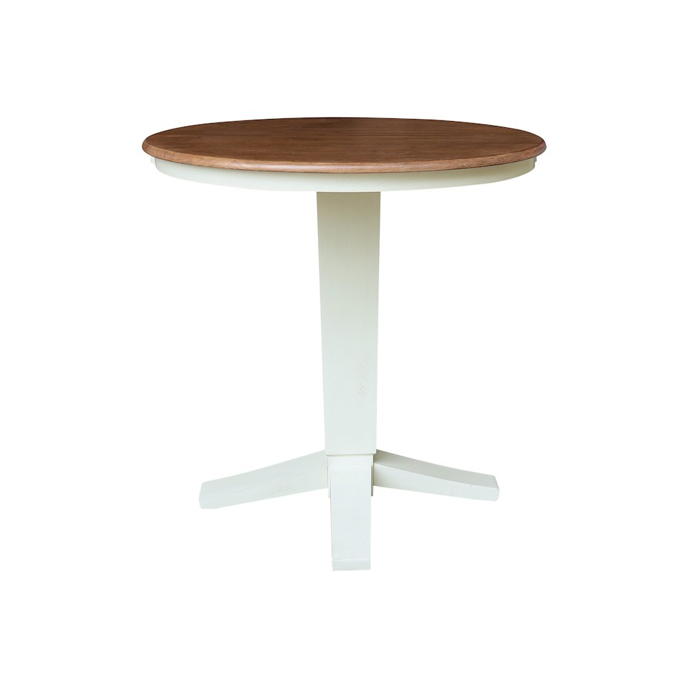 36" Solid Wood Round Top Pedestal Table with 12" Leaf - 36.1"High Dining Height. Picture 2