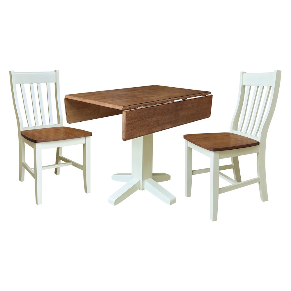 36" Round Drop Leaf Table with Two Dining Chairs. Picture 2