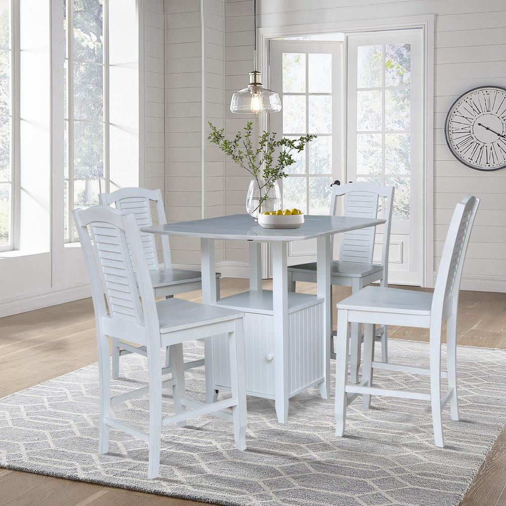 Dual Drop Leaf Bistro Table Counter Height with Storage 4 Counter Height Stools. Picture 2