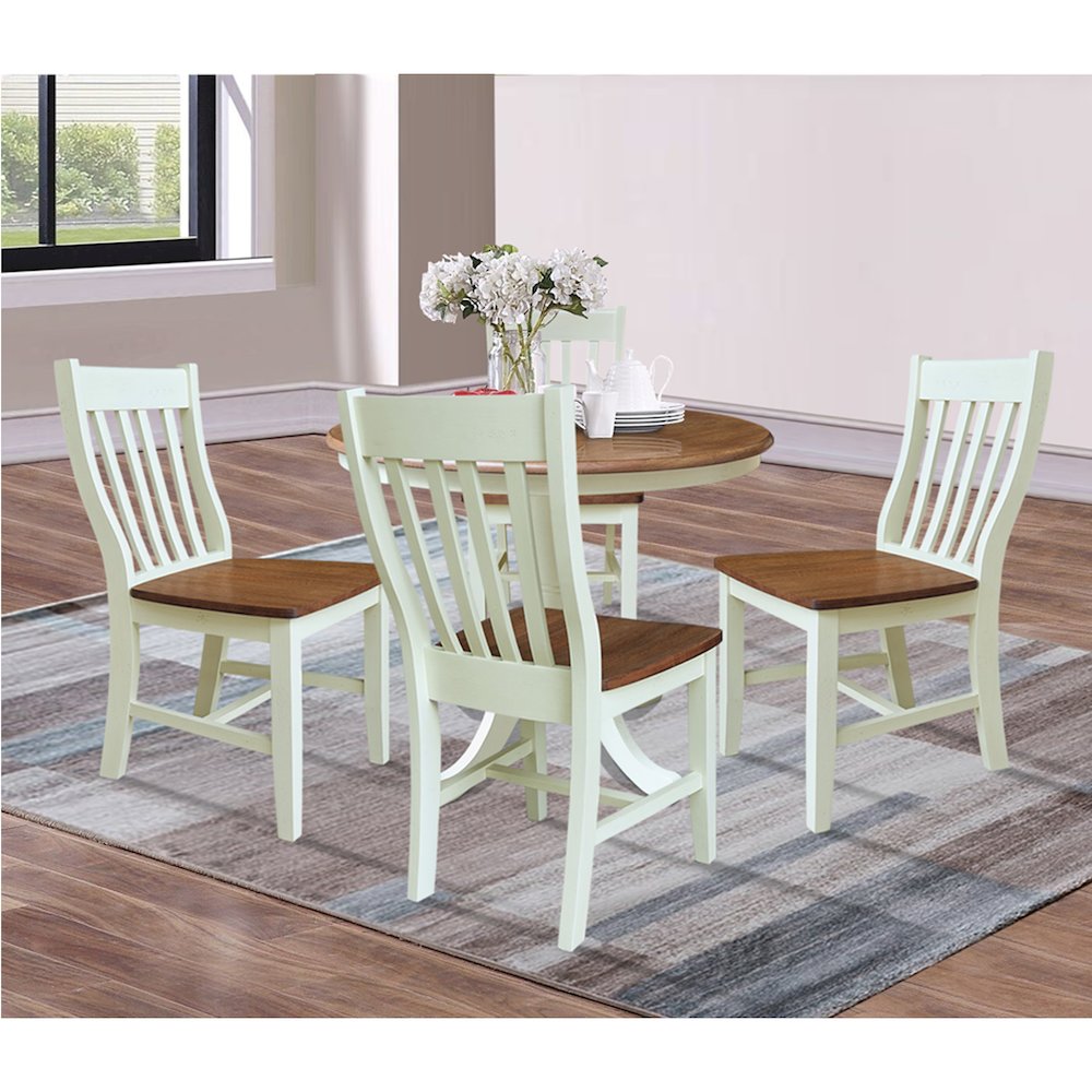 36" Round Extension Dining Table With 4 Cafe Dining Chairs. Picture 4