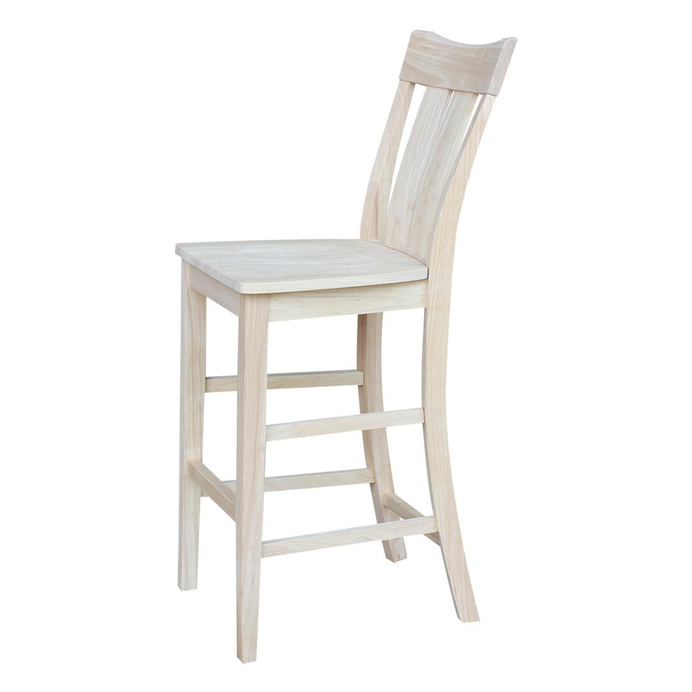 Ava Bar height Stool - 30" Seat Height, Unfinished. Picture 3