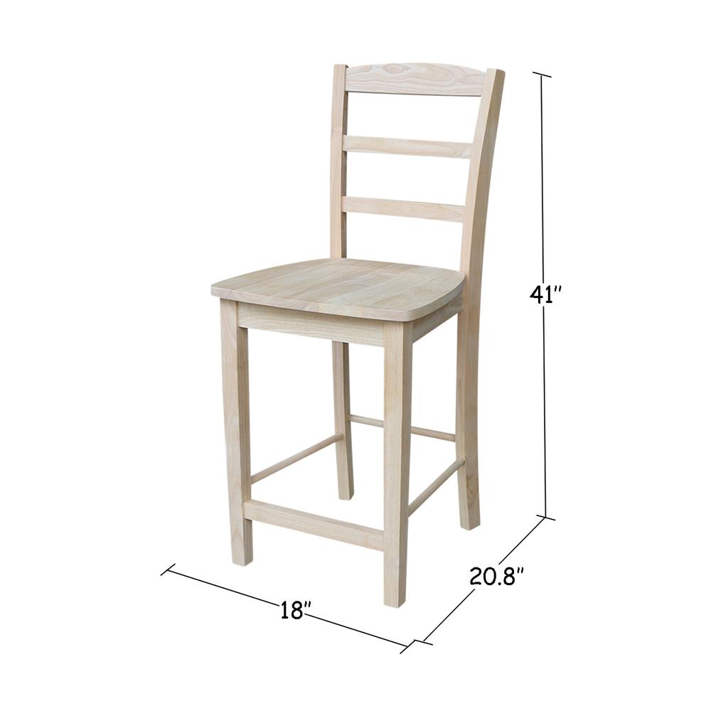 Madrid Counter height Stool - 24" Seat Height, Unfinished. Picture 7