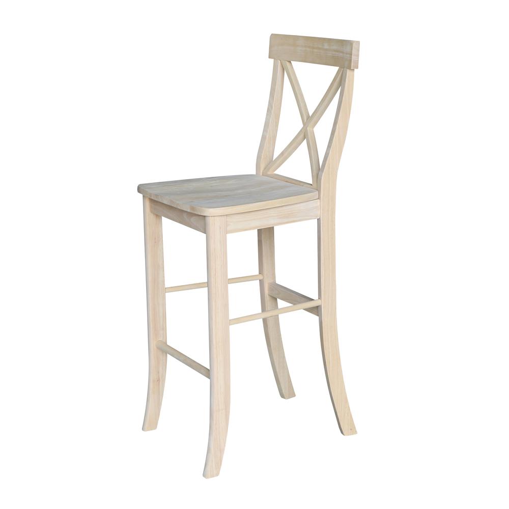 X-Back Stool - 30" Seat Height, Unfinished. Picture 4