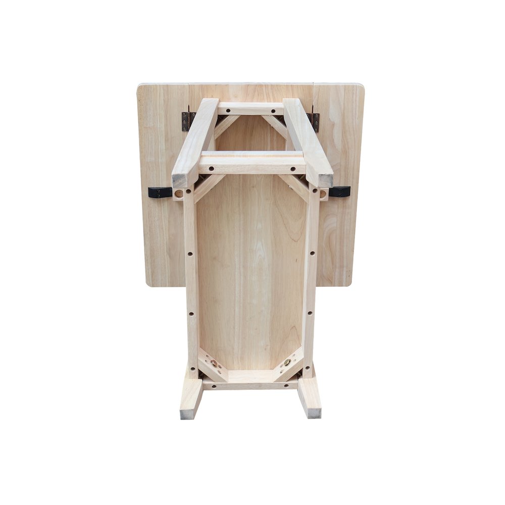 Solid Wood Square Drop Leaf Side Table, Unfinished. Picture 6