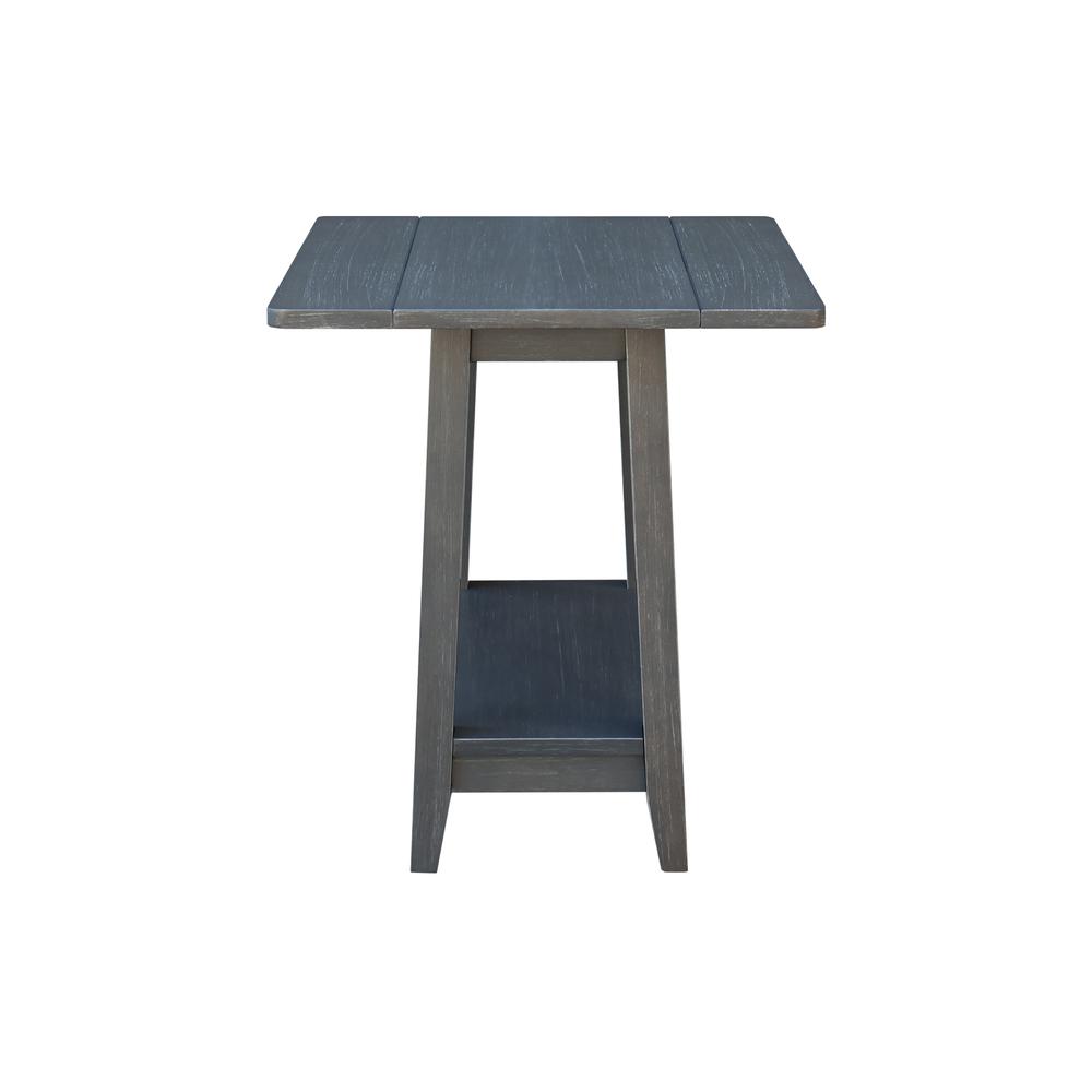 Solid Wood Square Drop Leaf Side Table in Antique Washed Heather Gray. Picture 2