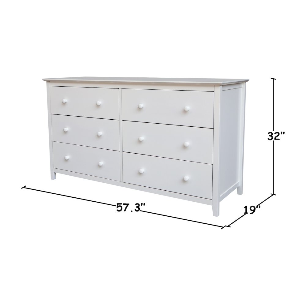 Solid Wood Bedroom Dresser with 6 Drawers, White. Picture 7