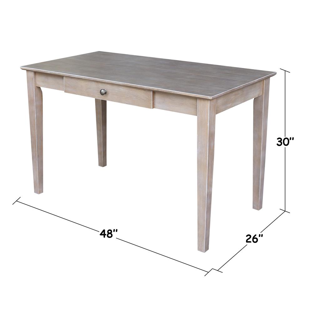 Writing Desk With Drawer, Washed Gray Taupe. Picture 2