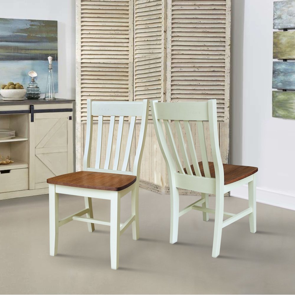 Set of Two Cafe Dining Chairs, Hickory/Shell. Picture 8