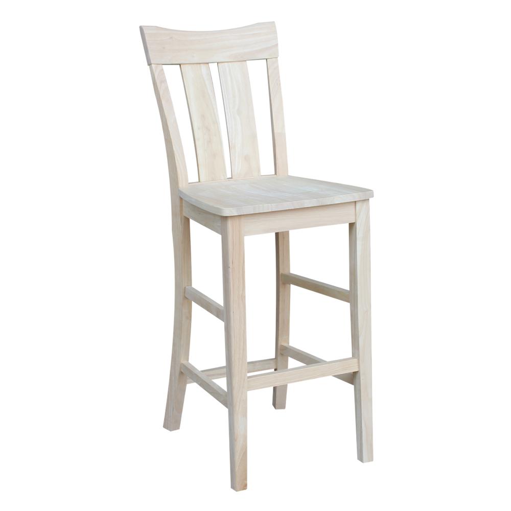 Ava Bar height Stool - 30" Seat Height, Unfinished. Picture 6
