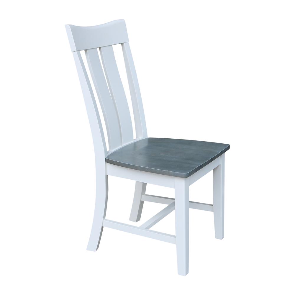 Set of Two Vineyard Curved X Back Chairs, White/Heather gray. Picture 4