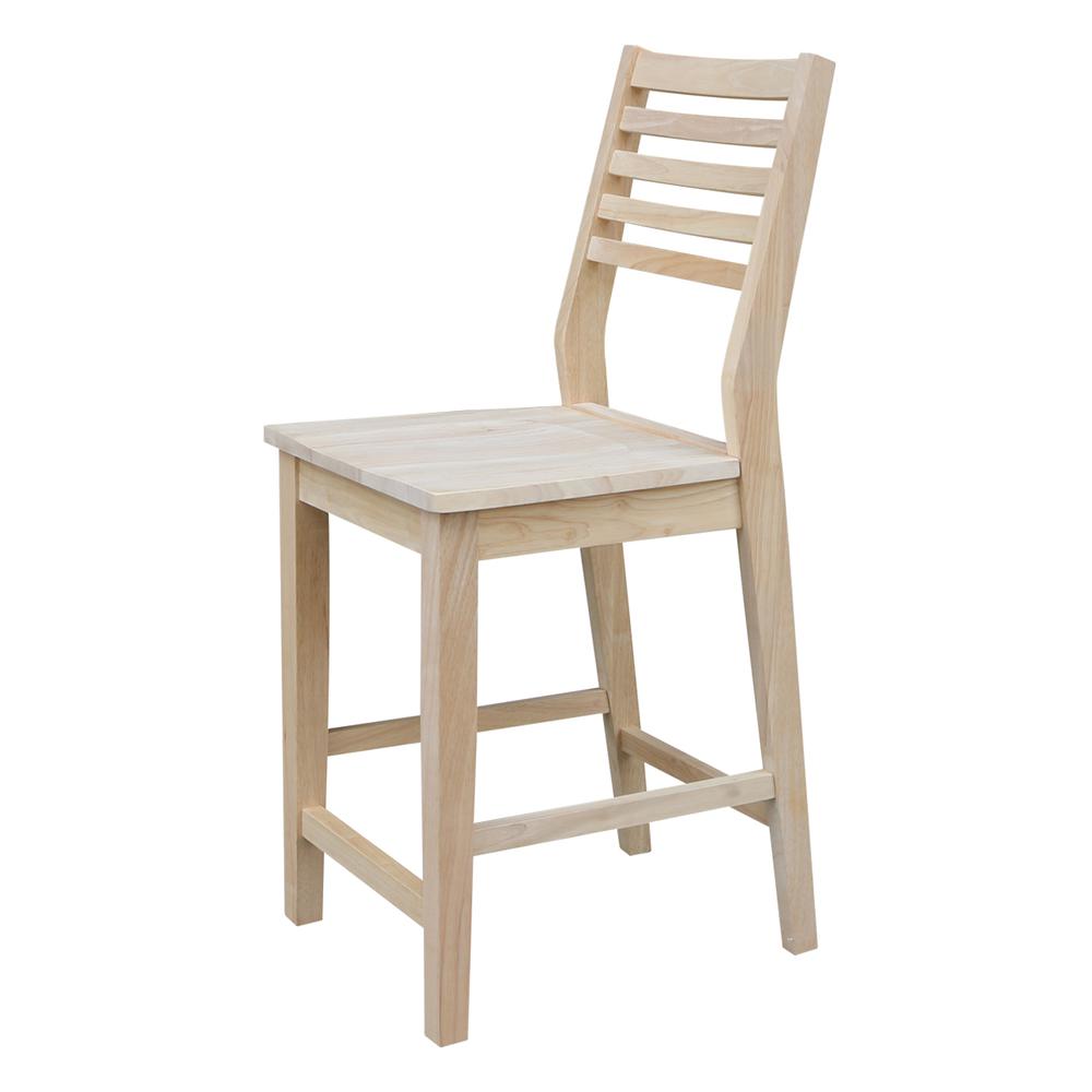 Aspen Counter height Slat Stool - 24" Seat Height, Unfinished. Picture 4
