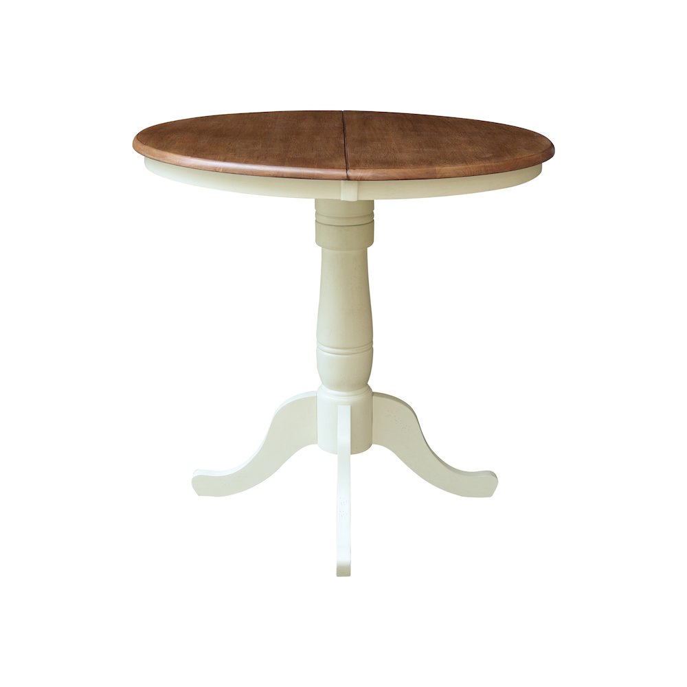 36" Round Top Pedestal Table with 12" Leaf, Dining or Counter Height. Picture 3