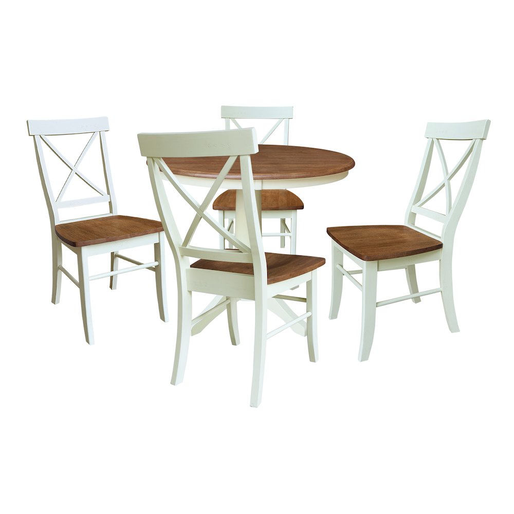 36" Round Top Pedestal Dining Table With 2 Emily Chairs. Picture 1