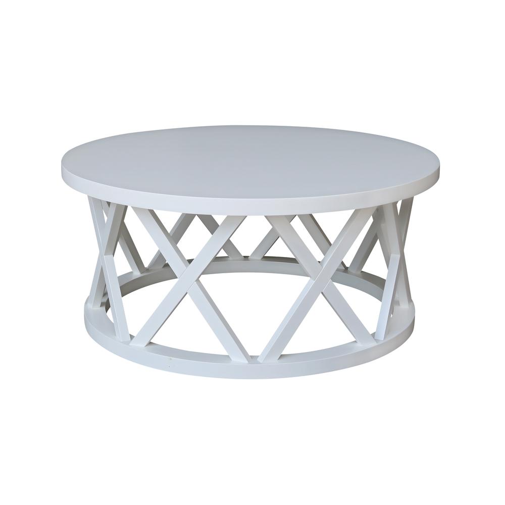 Round Ceylon Coffee Table, White. Picture 1