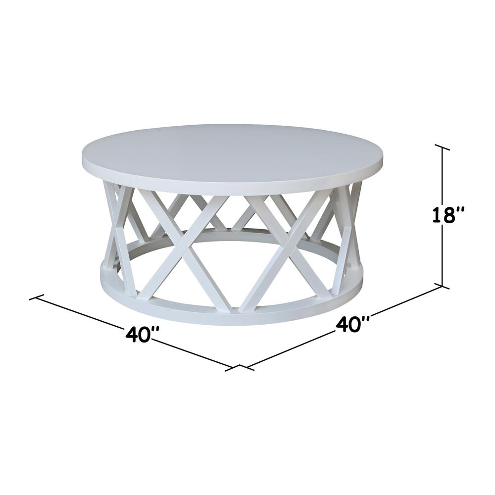 Round Ceylon Coffee Table, White. Picture 7