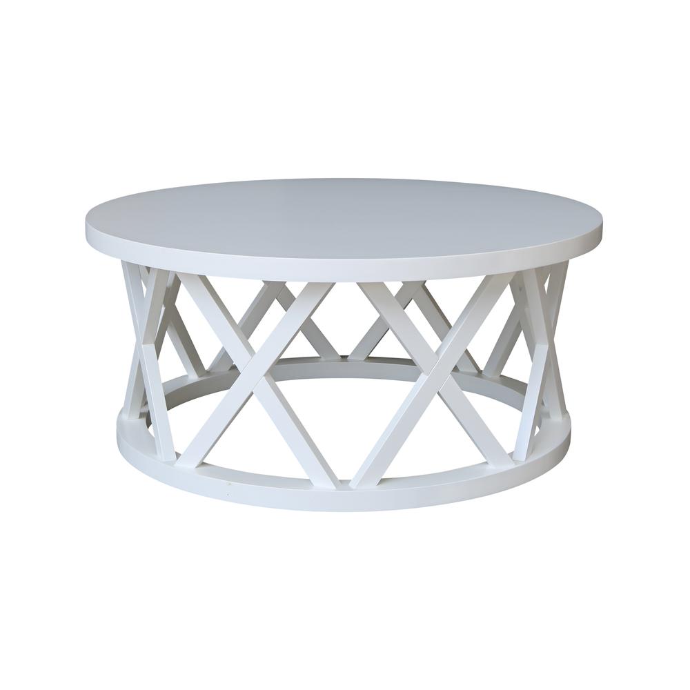 Round Ceylon Coffee Table, White. Picture 3
